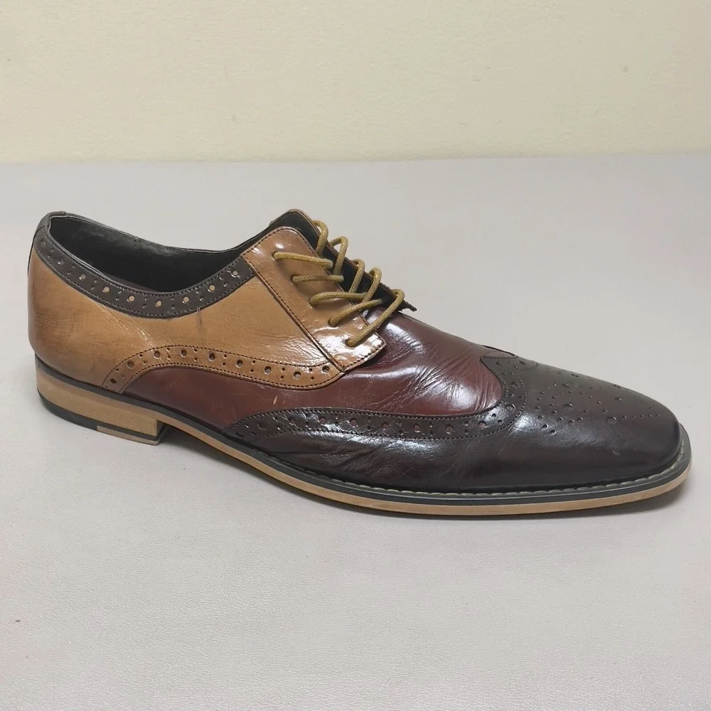 Stacy Adams Shoes Wingtip Oxford Men 12 D Brown Tri Color  Tinsley Dress Lace Up